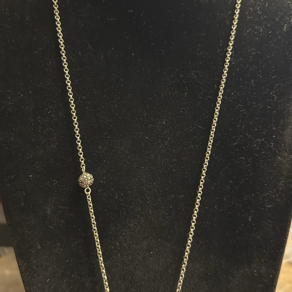 Lucky brand, Silver tone, Hamsa Pendant Necklace adjustable with crystal station - Picture 3 of 5